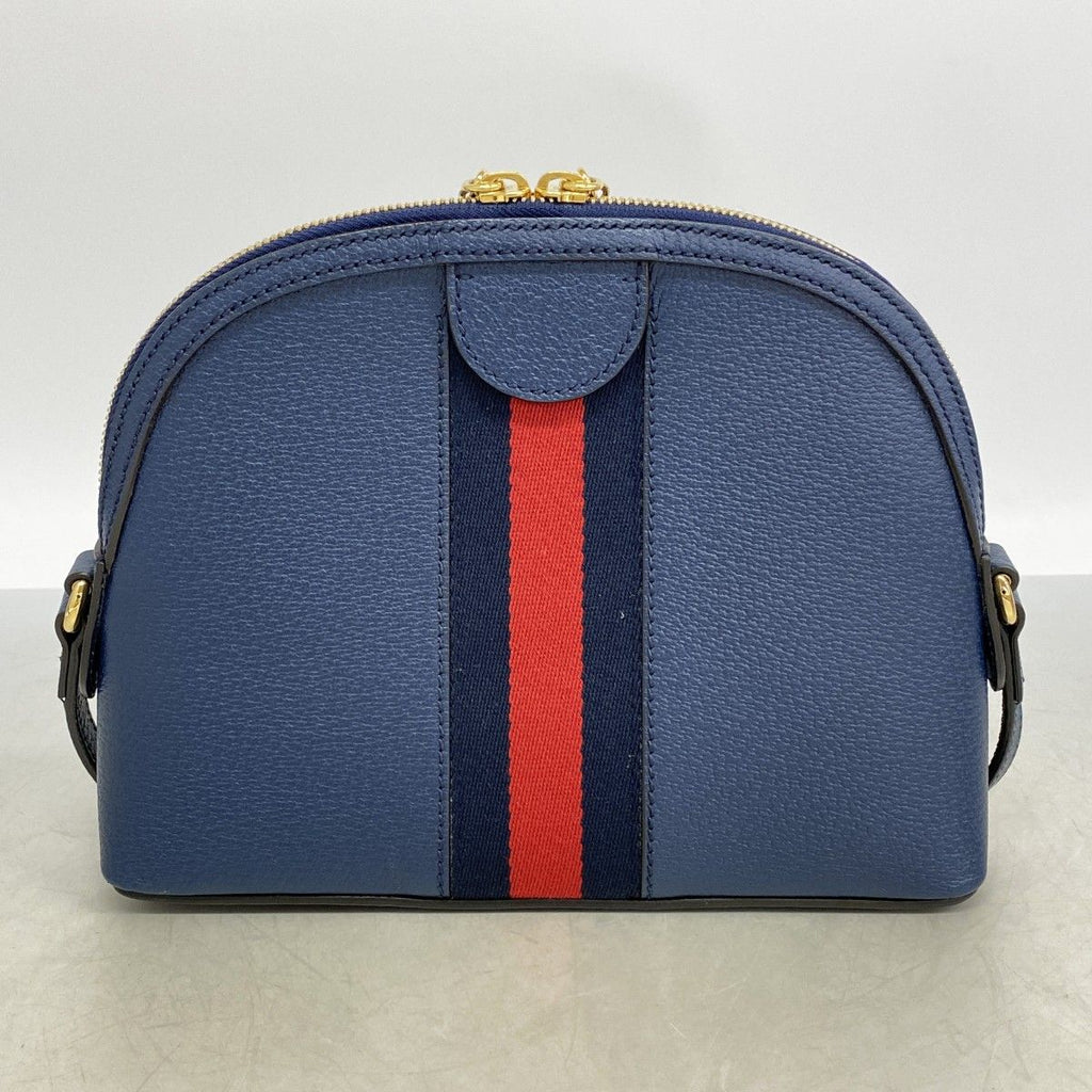 Gucci Shoulder Bag Ophidia Leather Navy Blue Gold — view 9