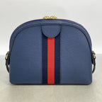 Gucci Shoulder Bag Ophidia Leather Navy Blue Gold — view 9