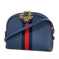Gucci Shoulder Bag Ophidia Leather Navy Blue Gold