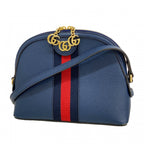 Gucci Shoulder Bag Ophidia Leather Navy Blue Gold