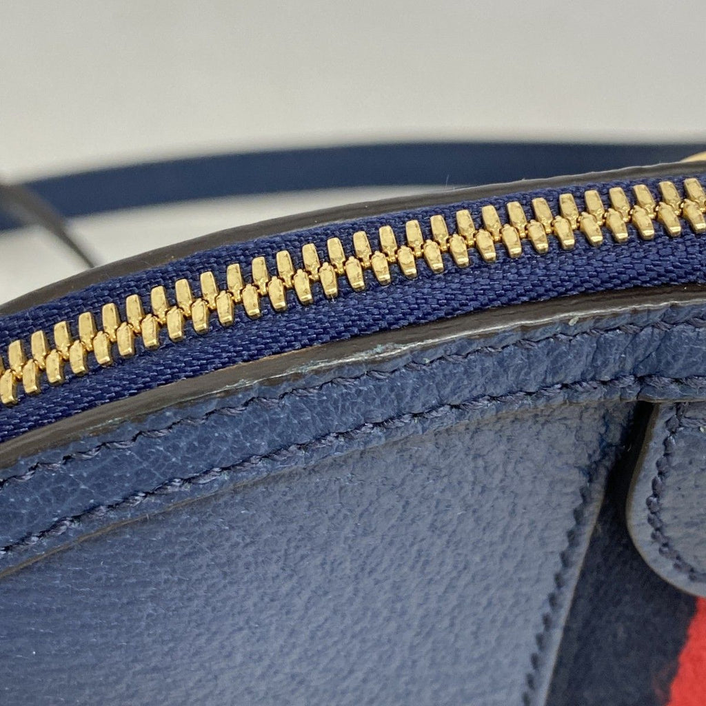 Gucci Shoulder Bag Ophidia Leather Navy Blue Gold — view 7