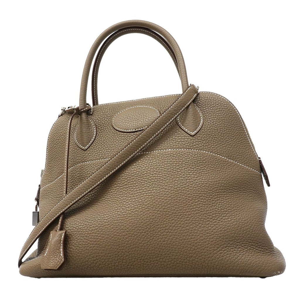 Hermes Handbag Bolide 31 Taurillon Clemence Etoupe Silver 2-Way