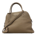 Hermes Handbag Bolide 31 Taurillon Clemence Etoupe Silver 2-Way