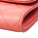 Chanel Shoulder Wallet Quilted Lambskin Pink Silver — view 6