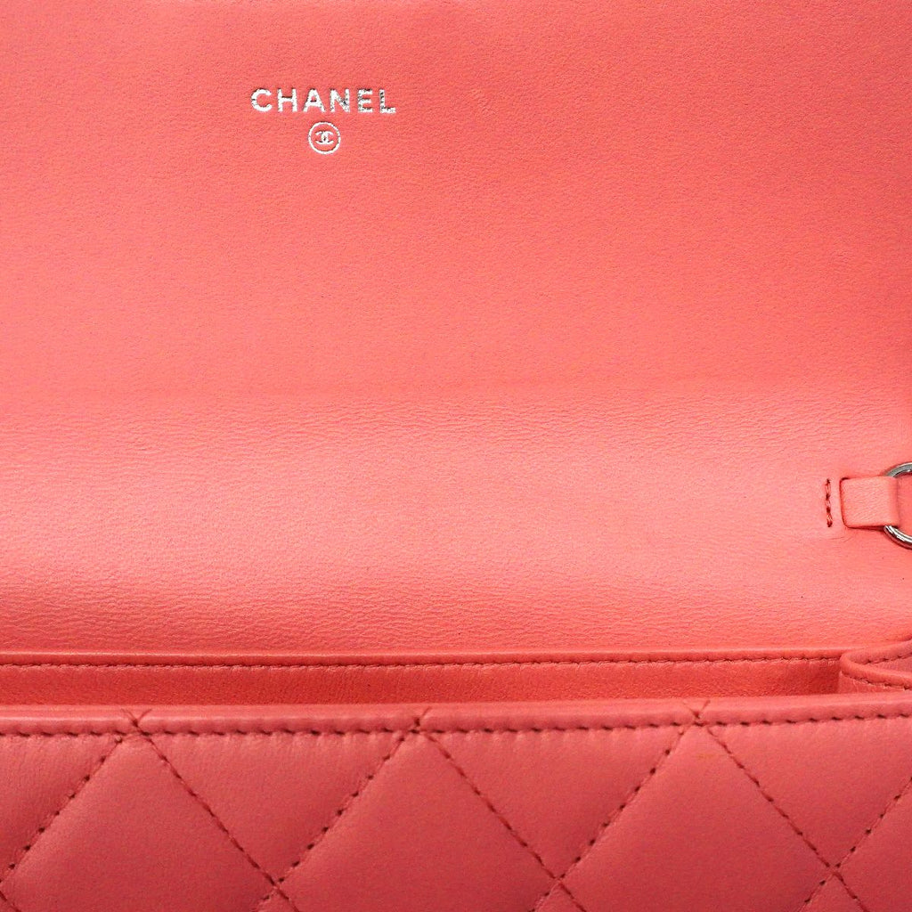 Chanel Shoulder Wallet Quilted Lambskin Pink Silver — view 8