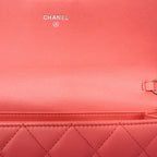 Chanel Shoulder Wallet Quilted Lambskin Pink Silver — view 8