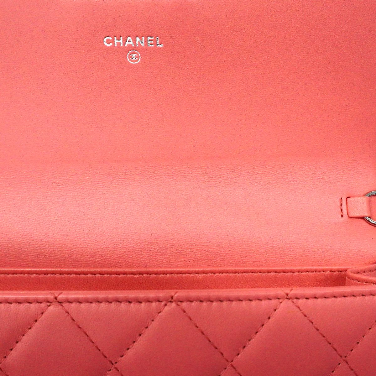 Chanel Shoulder Wallet Quilted Lambskin Pink Silver — view 8
