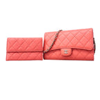 Chanel Shoulder Wallet Quilted Lambskin Pink Silver