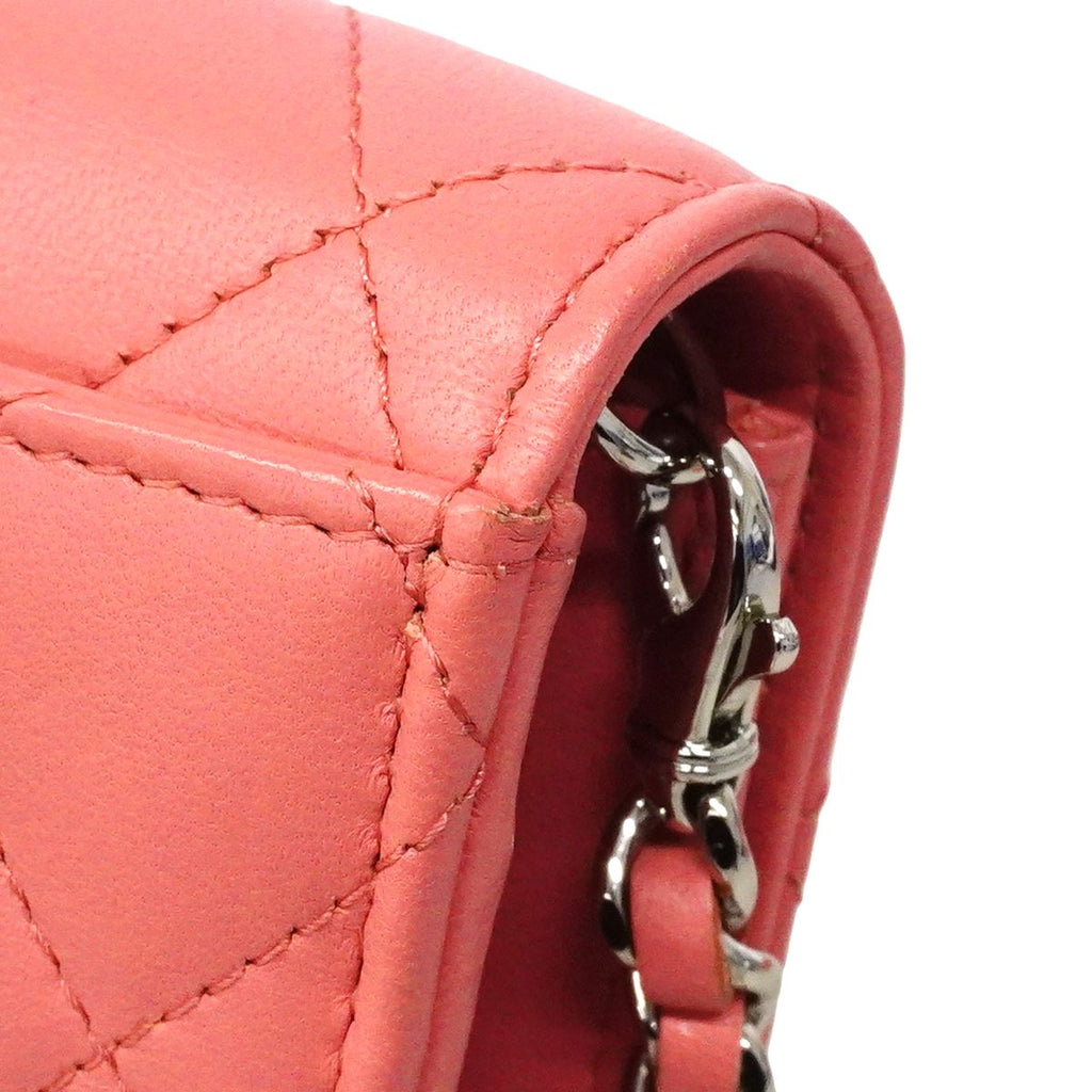 Chanel Shoulder Wallet Quilted Lambskin Pink Silver — view 7