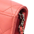 Chanel Shoulder Wallet Quilted Lambskin Pink Silver — view 7