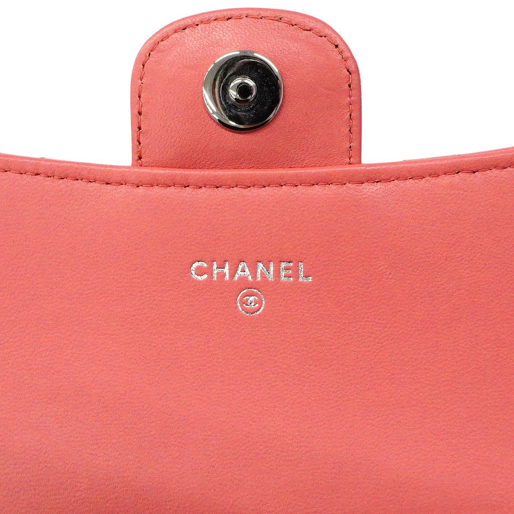Chanel Shoulder Wallet Quilted Lambskin Pink Silver — view 5