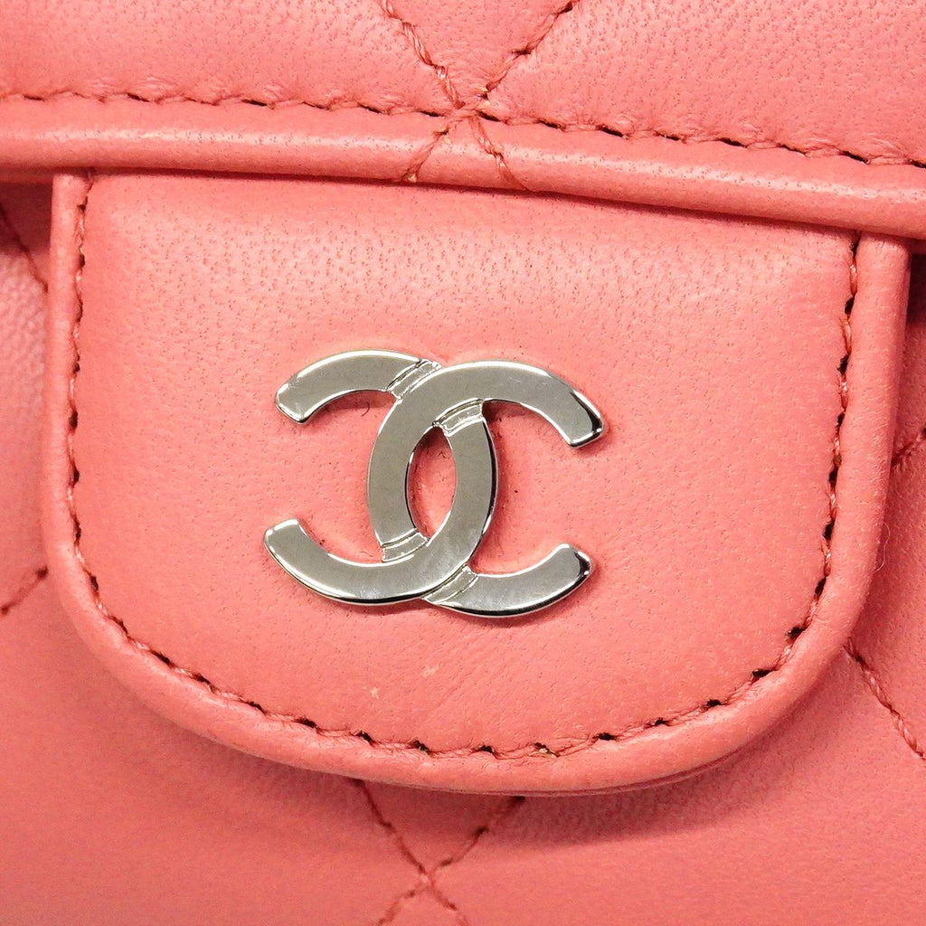 Chanel Shoulder Wallet Quilted Lambskin Pink Silver — view 9