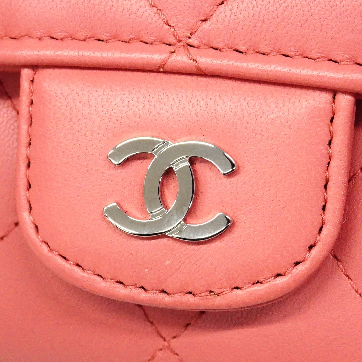 Chanel Shoulder Wallet Quilted Lambskin Pink Silver — view 9