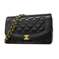 Chanel Shoulder Bag Diana Lambskin Black Gold