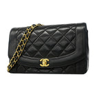 Chanel Shoulder Bag Diana Lambskin Black Gold