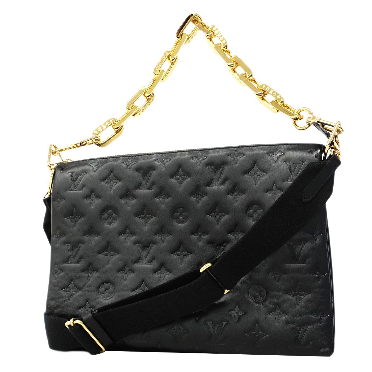 Louis Vuitton Shoulder Bag Monogram Embossed Coussin MM Black Cles Dies