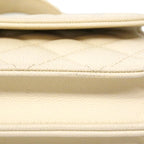 Chanel Handbag Quilted Caviar Leather Ivory Champagne Gold 2-Way — view 8