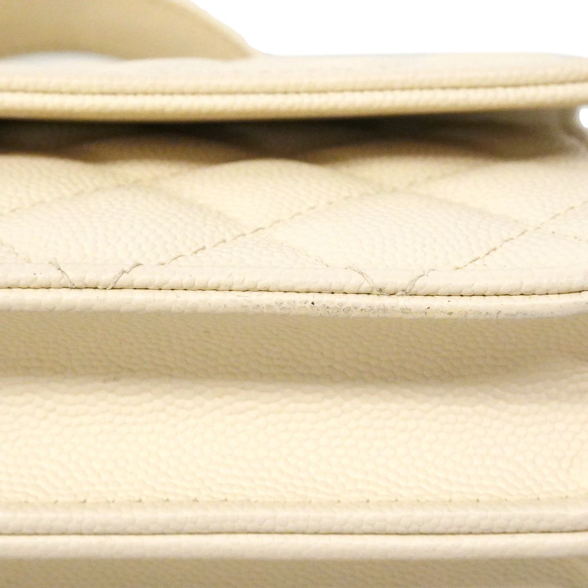 Chanel Handbag Quilted Caviar Leather Ivory Champagne Gold 2-Way — view 8