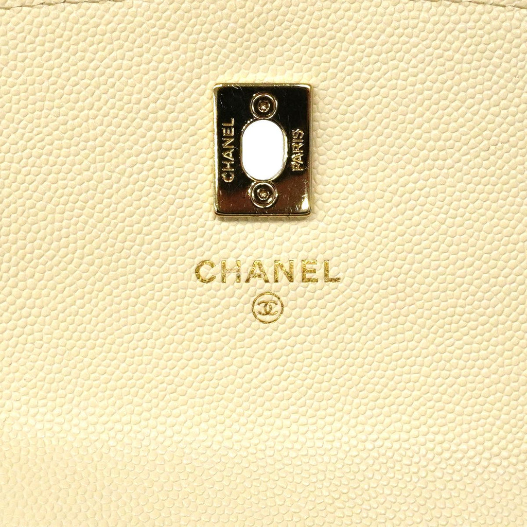 Chanel Handbag Quilted Caviar Leather Ivory Champagne Gold 2-Way — view 5