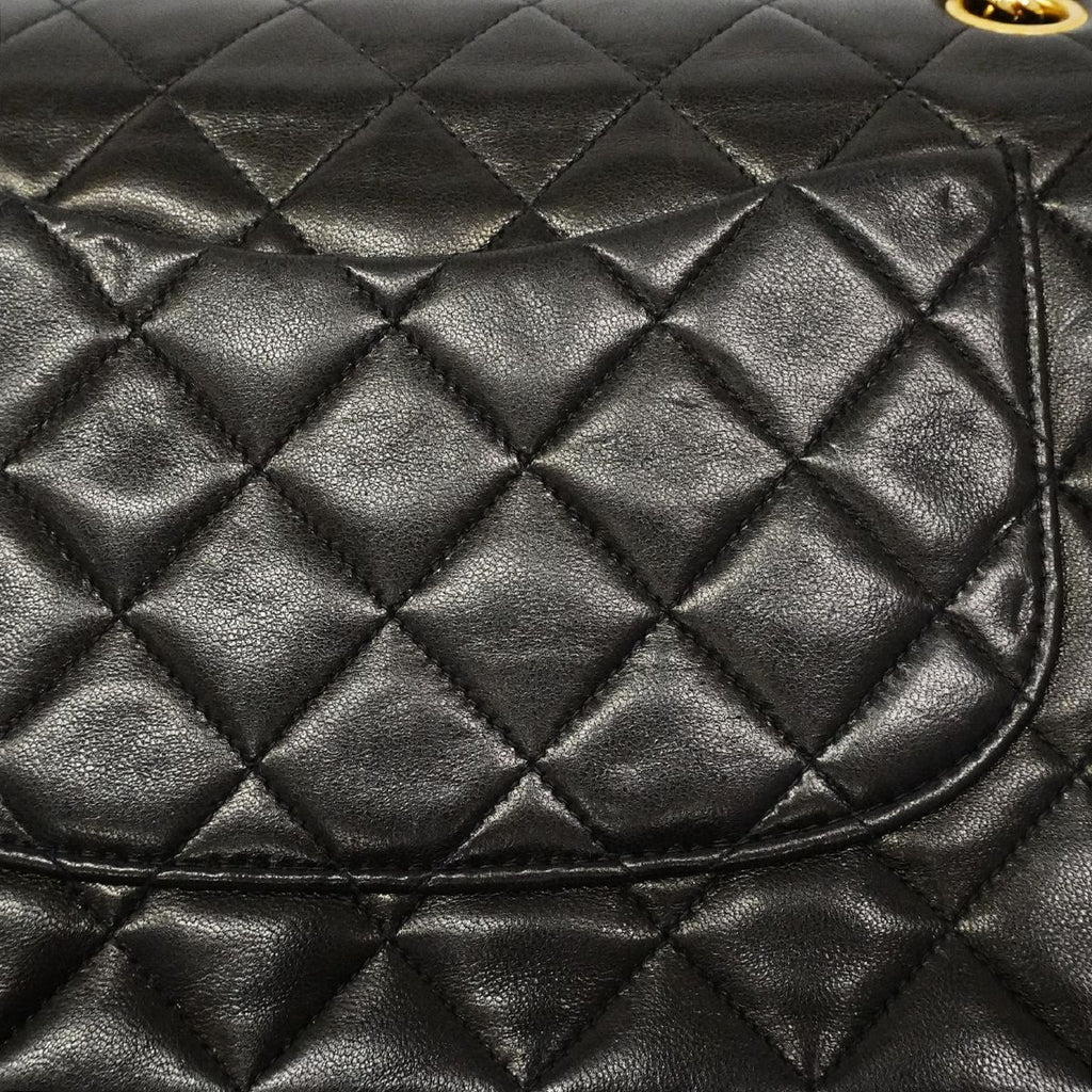 Chanel Shoulder Bag Quilted Lambskin Black Gold — view 7
