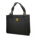 Chanel Handbag Caviar Leather Black Gold