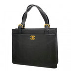 Chanel Handbag Caviar Leather Black Gold