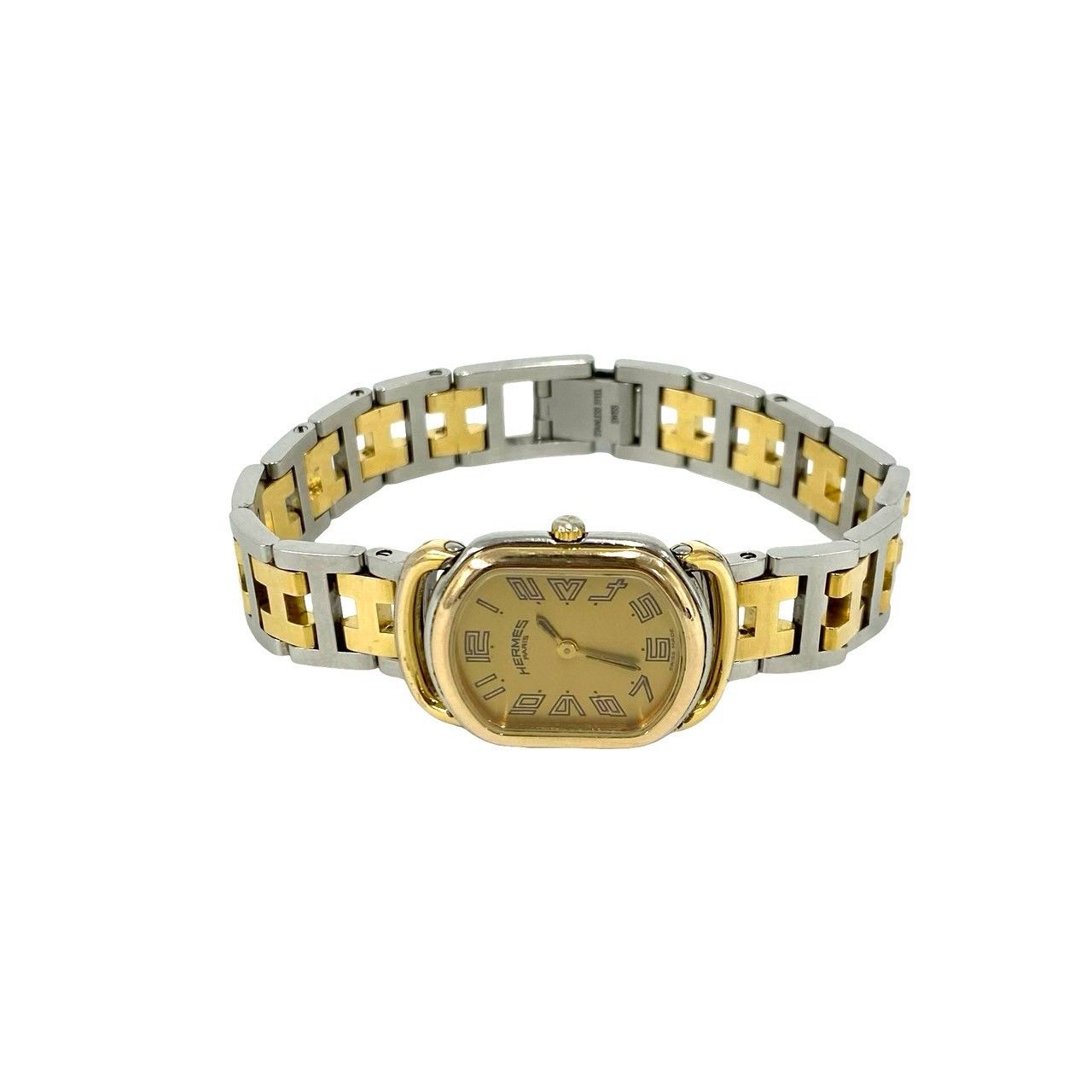 Hermes Vintage Rallye Logo Stainless Quartz Wrist Watch Silver Gold — view 6