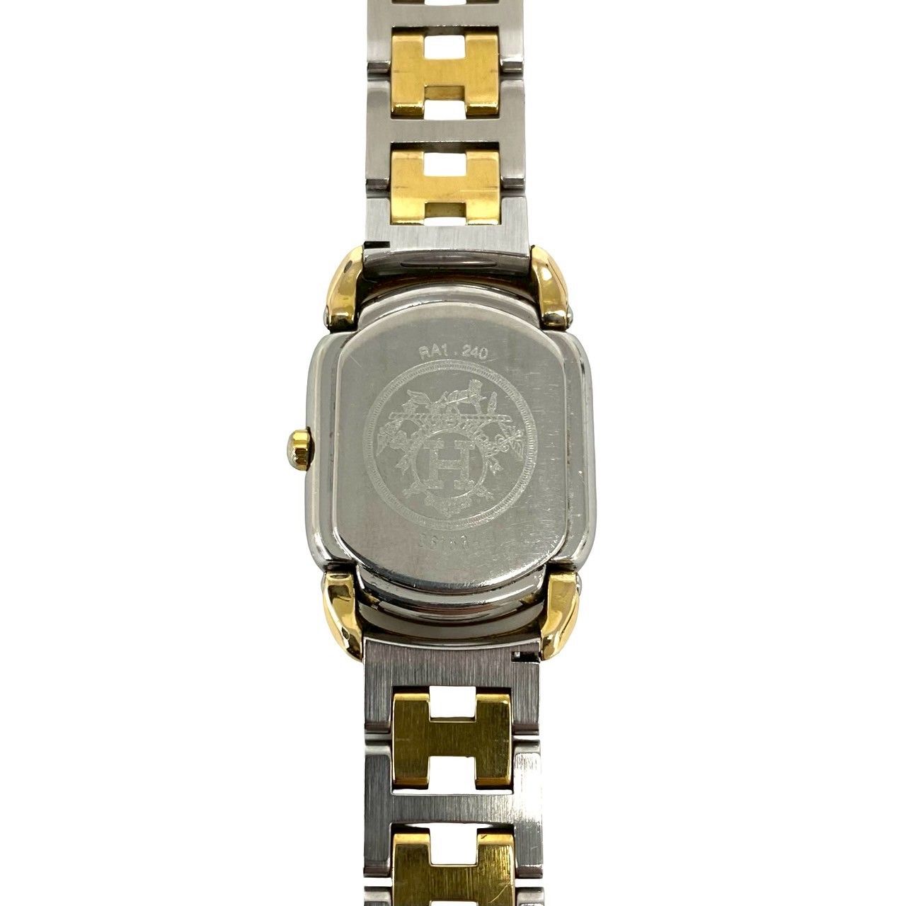 Hermes Vintage Rallye Logo Stainless Quartz Wrist Watch Silver Gold — view 5