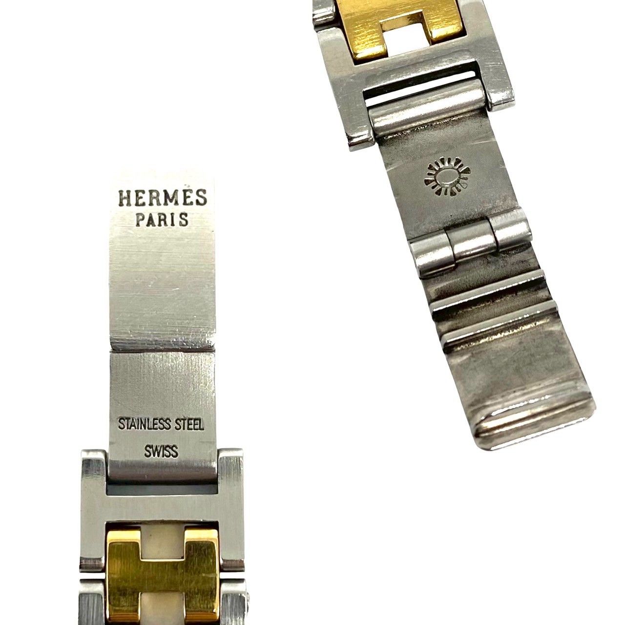 Hermes Vintage Rallye Logo Stainless Quartz Wrist Watch Silver Gold — view 3