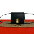 Celine Classic Box Leather Mini Shoulder Bag Pochette Crossbody Black