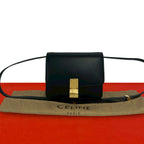 Celine Classic Box Leather Mini Shoulder Bag Pochette Crossbody Black