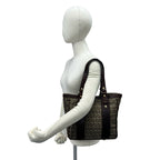 Fendi Zucchino FF Pattern Canvas Leather Tote Shoulder Bag Brown — view 2