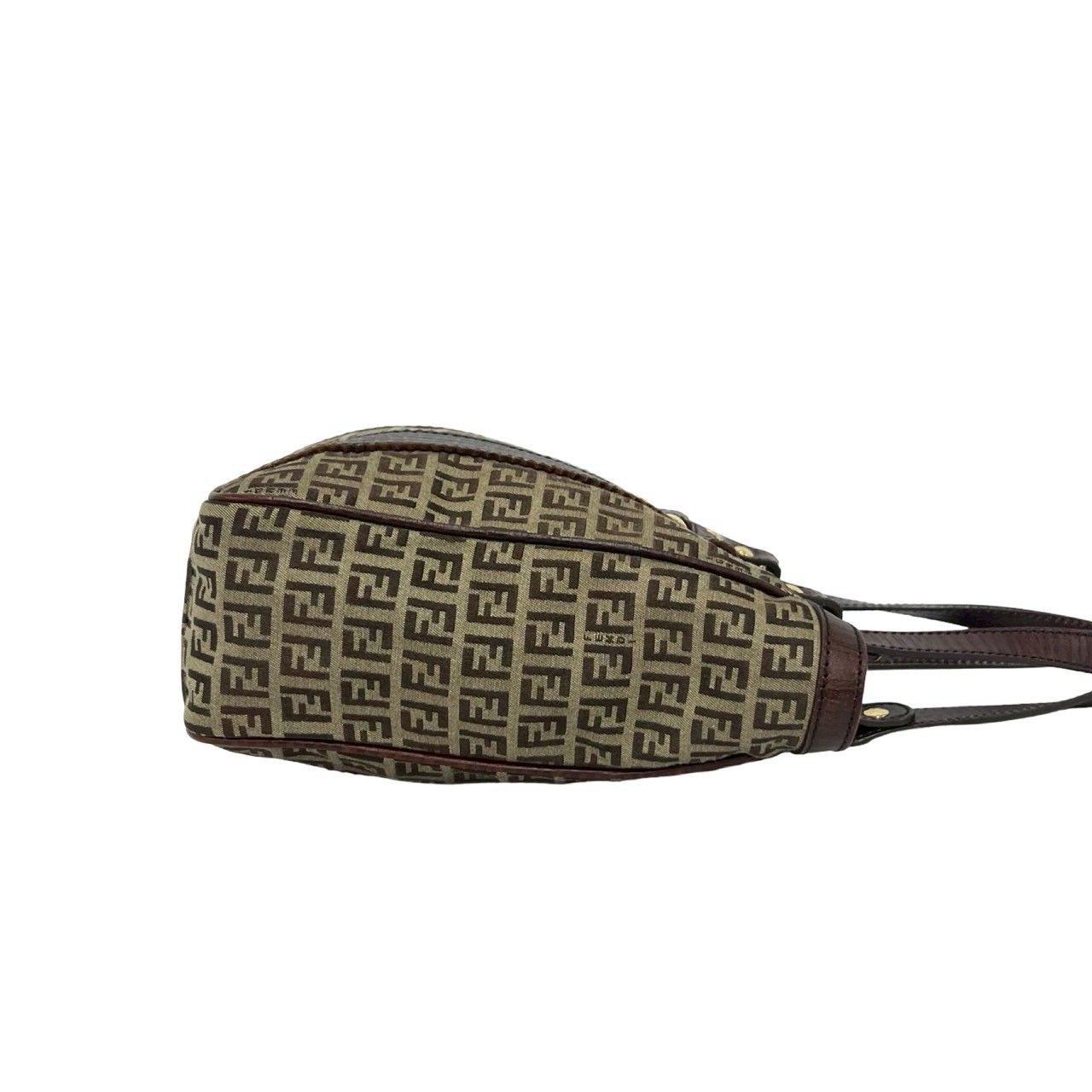 Fendi Zucchino FF Pattern Canvas Leather Tote Shoulder Bag Brown — view 6