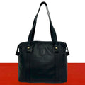 Celine Vintage Triomphe Logo Leather Tote Shoulder Bag Mini Black