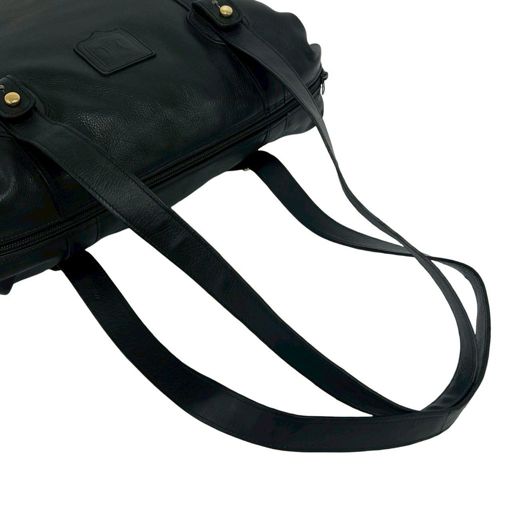 Celine Vintage Triomphe Logo Leather Tote Shoulder Bag Mini Black — view 4