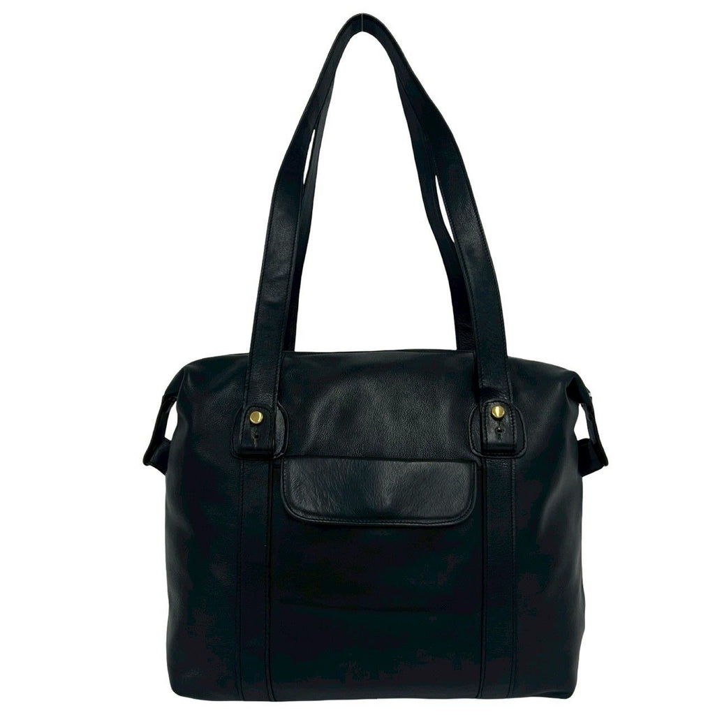 Celine Vintage Triomphe Logo Leather Tote Shoulder Bag Mini Black — view 3