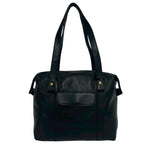 Celine Vintage Triomphe Logo Leather Tote Shoulder Bag Mini Black — view 3