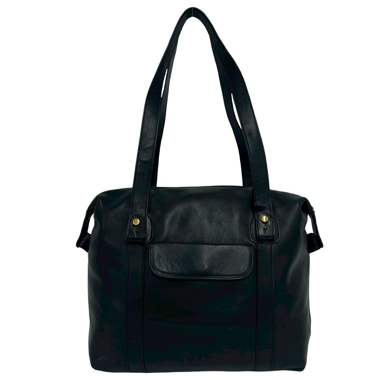 Celine Vintage Triomphe Logo Leather Tote Shoulder Bag Mini Black — view 3