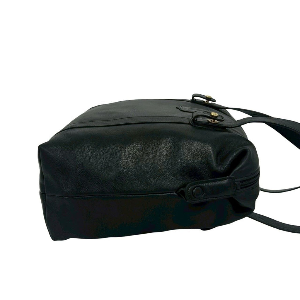 Celine Vintage Triomphe Logo Leather Tote Shoulder Bag Mini Black — view 6