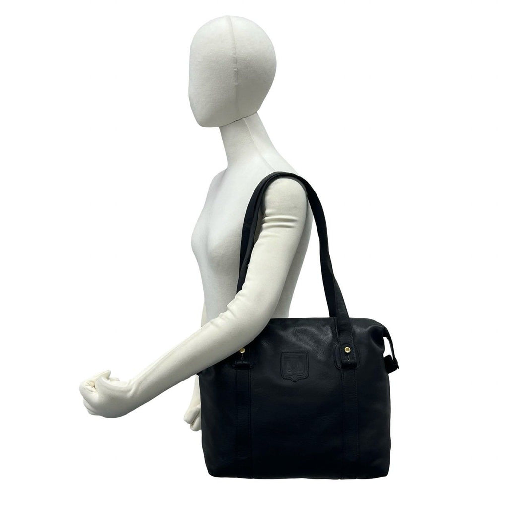 Celine Vintage Triomphe Logo Leather Tote Shoulder Bag Mini Black — view 2