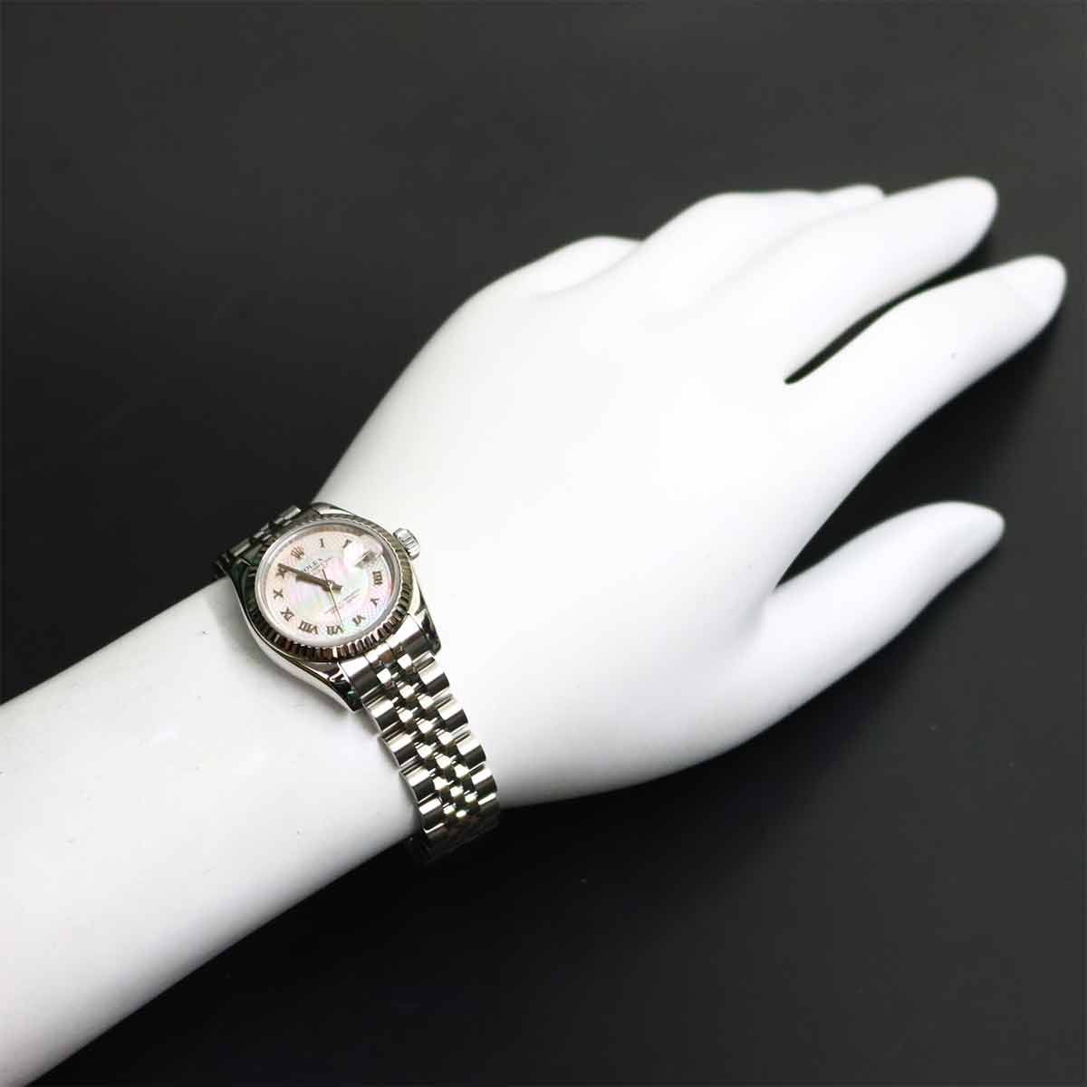 Rolex Datejust Number Roulette Watch Pink Shell 18k White Gold Automatic Winding — view 3