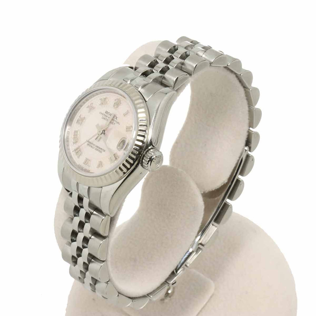 Rolex Datejust Number Roulette Watch Pink Shell 18k White Gold Automatic Winding — view 2