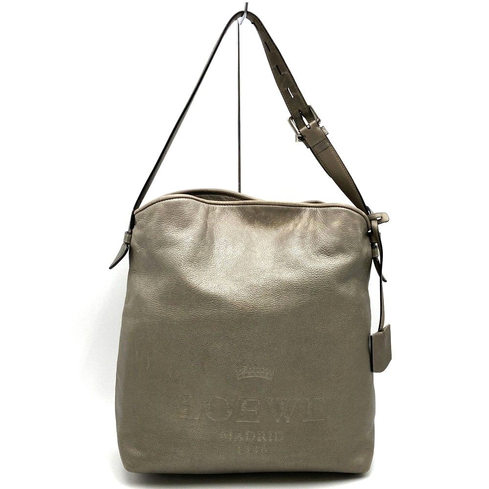 Loewe Heritage Shoulder Bag Leather Silver Metallic