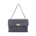 Chanel Handbag Choco Bar Indigo Blue Denim Bar Chain