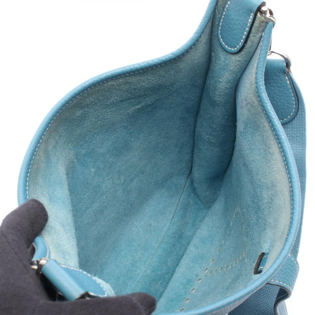 Hermes Shoulder Bag Evelyne 3 Trois PM Blue Jean Leather — view 3