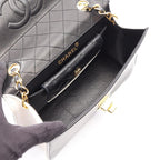 Chanel Shoulder Bag Quilted Black White Lambskin Bicolor Chain — view 3