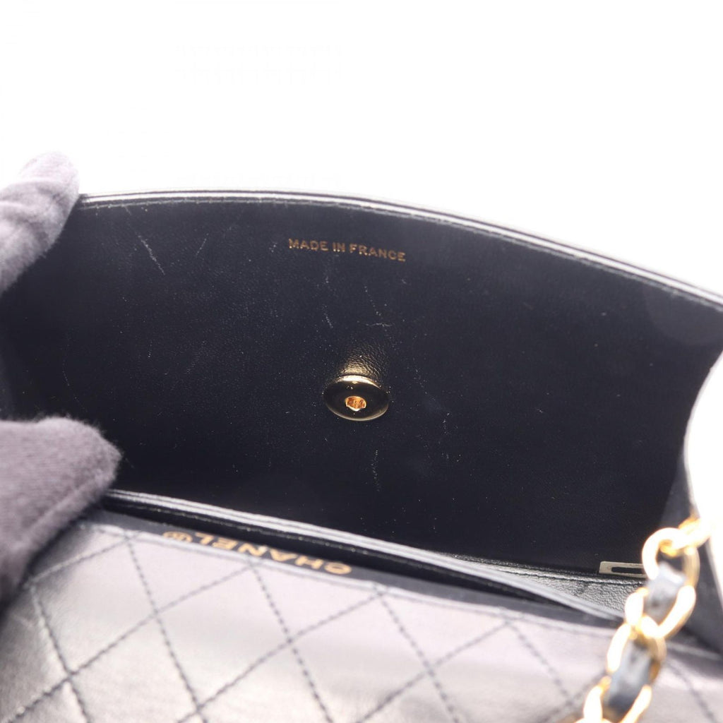 Chanel Shoulder Bag Quilted Black White Lambskin Bicolor Chain — view 9