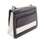 Chanel Shoulder Bag Quilted Black White Lambskin Bicolor Chain — view 2