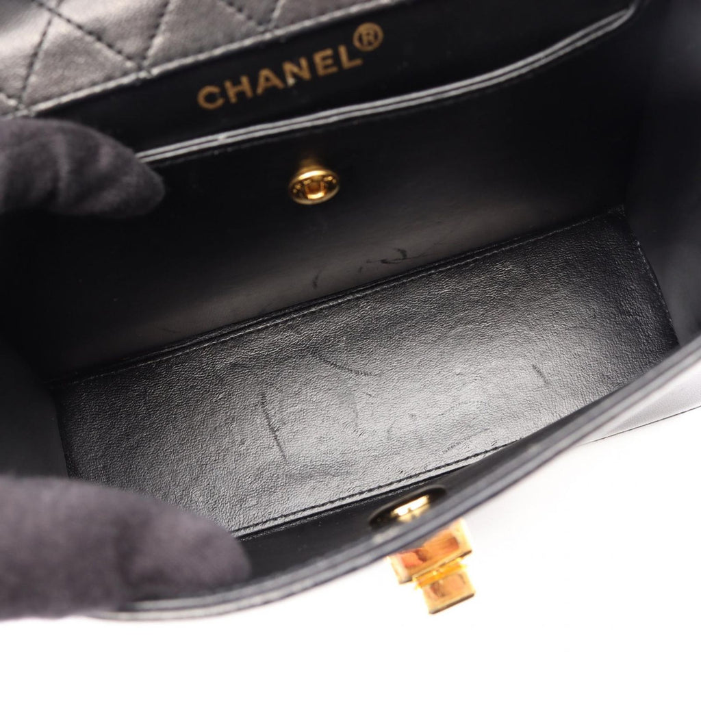 Chanel Shoulder Bag Quilted Black White Lambskin Bicolor Chain — view 8