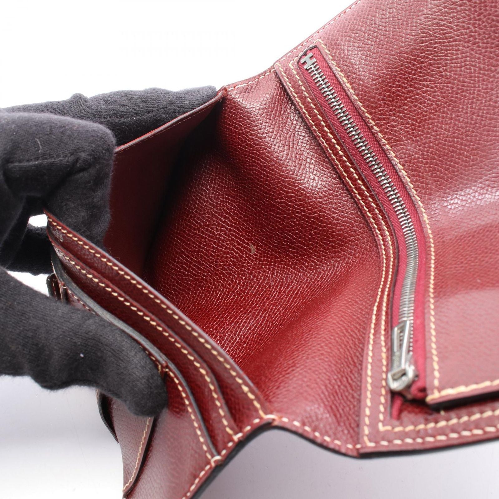 Hermes Bifold Wallet Bearn Classic Rouge Ash Leather — view 8